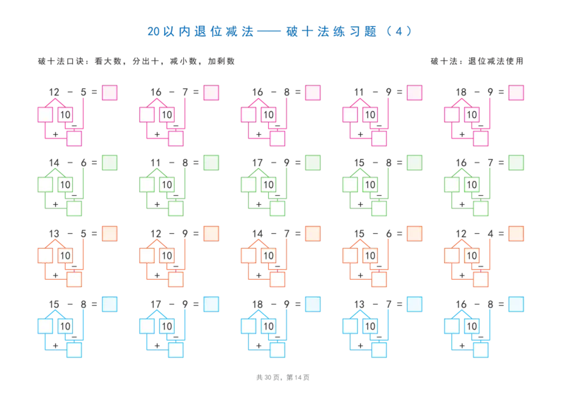 40320以内加减法之凑十法、破十法、平十法图解练习题_一年级上下册资料_一年级下册小红书同款资料_一下语文_一年级下册免费资料库_一年级下册免费资料库