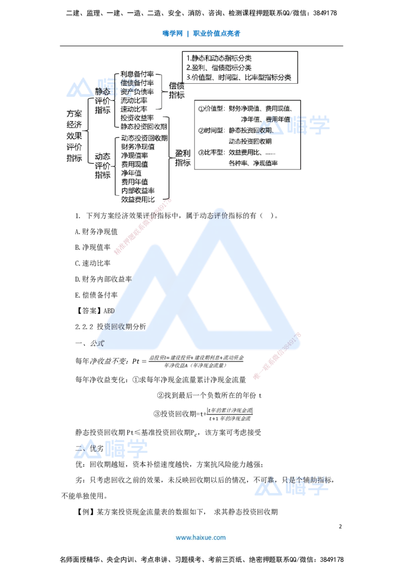 03.2025王晓波-考前拔分速成-第2章经济效果评价_2026年一级建造师_2026年一建经济_2025年一建经济SVIP_04-冲刺串讲✿考点强化✿小灶集训_14-经济《考前拔分速成》王晓波HX_讲义