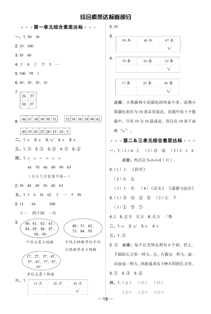 《典中点》数学试卷-数学1年级下册（XS）_一年级上下册资料_小学一年级学习资料-25年更新版_1-04、小学一年级数学下册_1-4-2、练习题、作业、试题、试卷_西师版_电子册