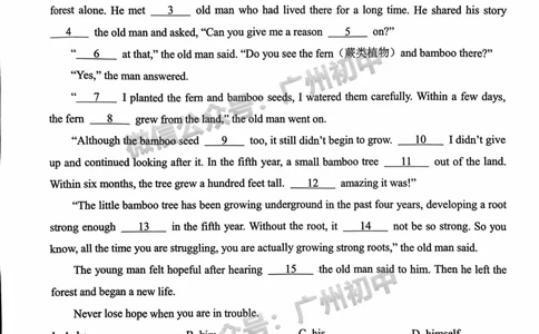 2024番禺区中考一模英语试题_广州九上月考+期中+期末+一模二模+中考真题_广州2024年中考一模_番禺区