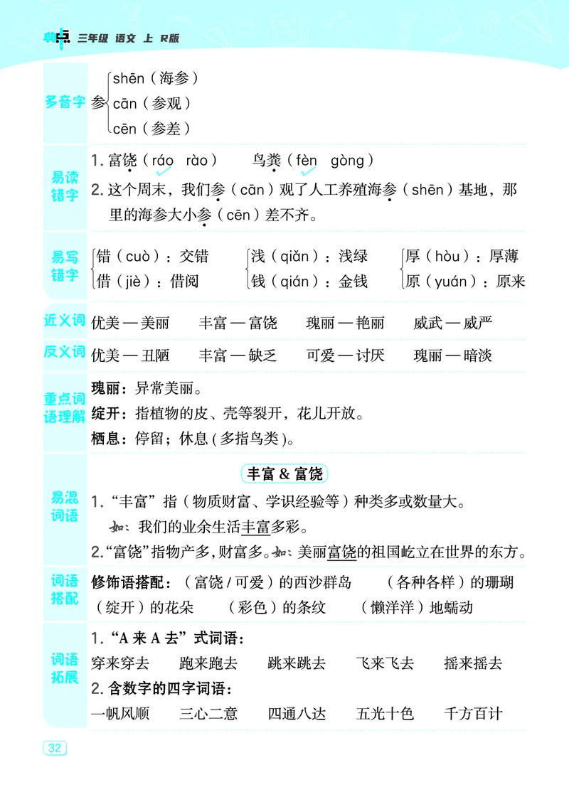 《典中点》23秋语文3年级上册（RJ）课堂重点笔记_三年级上下册资料_小学三年级学习资料-25年更新版_3-01、小学三年级语文上册_3-1-2、练习题、作业、试题、试卷_电子册类