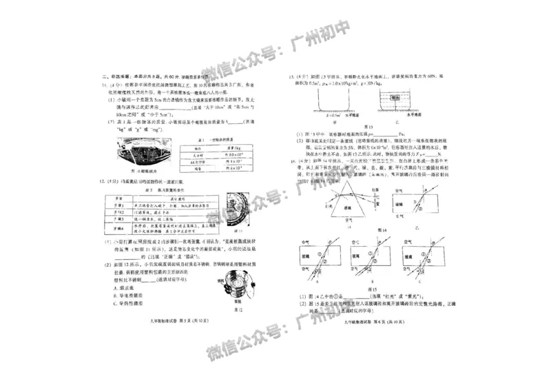 2025越秀区中考一模物理试题_广州九上月考+期中+期末+一模二模+中考真题_广州2025年中考一模_2025年11区中考一模_越秀区
