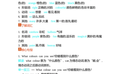 Unit3It'sacolourfulworld单元小结_三年级上下册资料_三年级上语数英上下册学习资料_3-8-5、小学三年级英语上册_外研版三起点_1、知识点总结