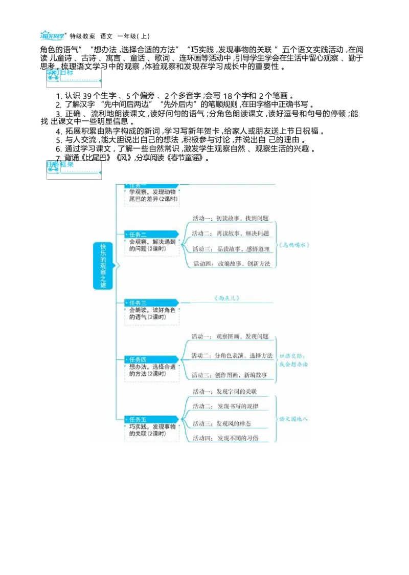 大单元整体教学设计（全册）_一年级语文上册（统编版）_大单元整体教学设计（全册）