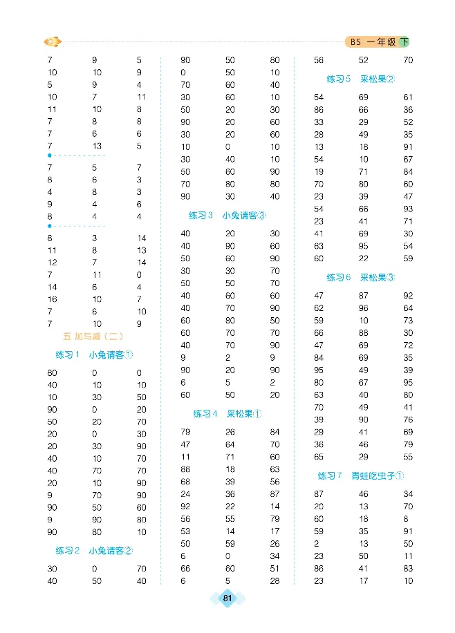 《久为》口算题卡-数学1年级下册（BS）_一年级上下册资料_小学一年级学习资料-25年更新版_1-04、小学一年级数学下册_1-4-2、练习题、作业、试题、试卷_北师大版_电子册类