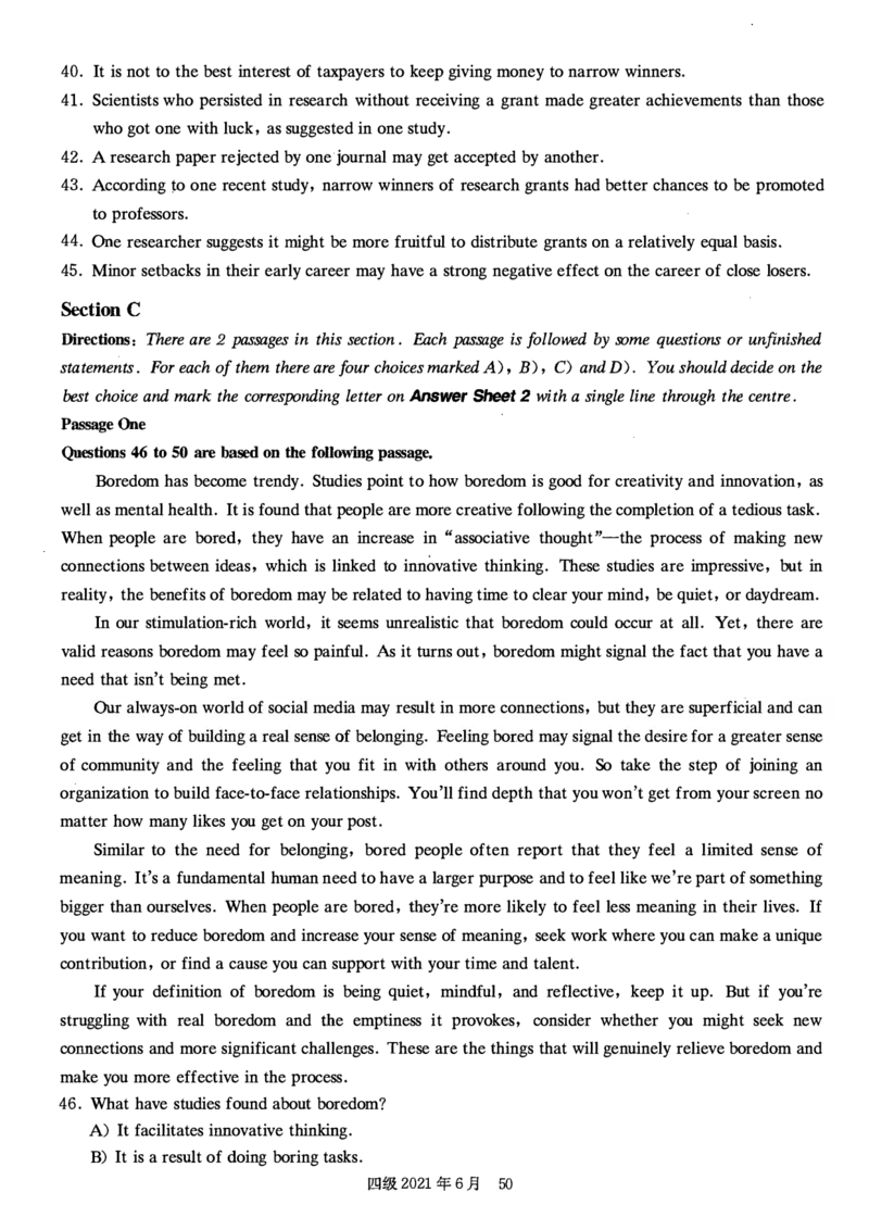 一键打印版2019-2023.12四级真题_大学英语四级+六级_四级真题_四级真题_赠：四级真题一键打印版