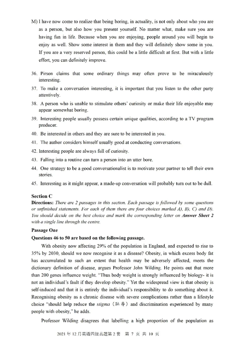 一键打印版2019-2023.12四级真题_大学英语四级+六级_四级真题_四级真题_赠：四级真题一键打印版