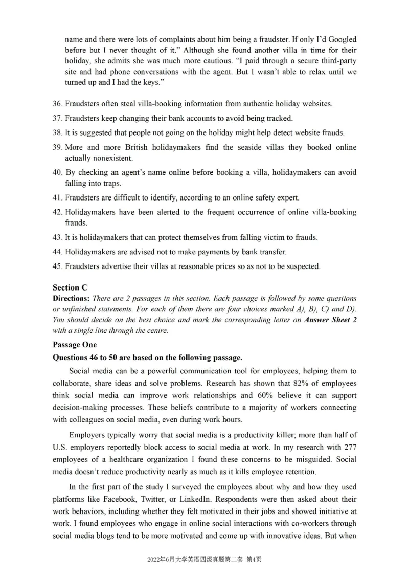 一键打印版2019-2023.12四级真题_大学英语四级+六级_四级真题_四级真题_赠：四级真题一键打印版