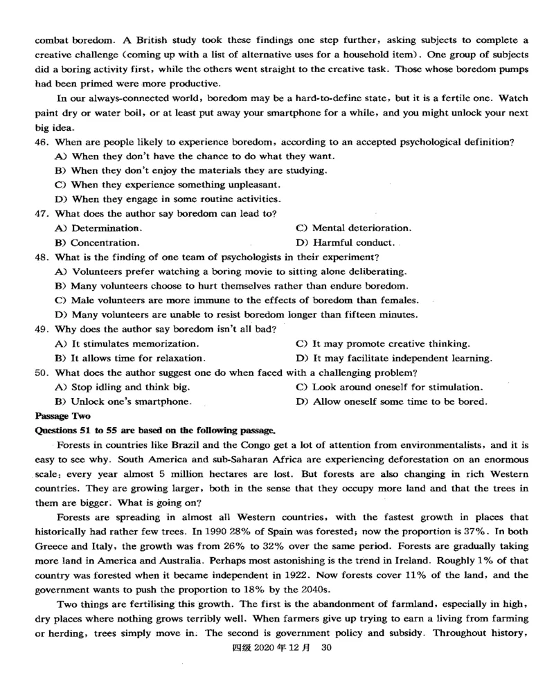 一键打印版2019-2023.12四级真题_大学英语四级+六级_四级真题_四级真题_赠：四级真题一键打印版
