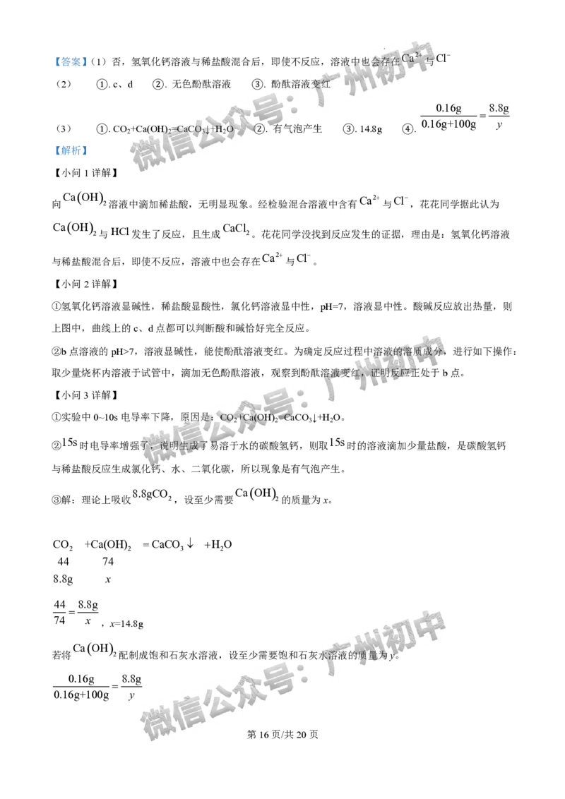 2025广州市执信中学中考二模化学试题（答案解析）_广州九上月考+期中+期末+一模二模+中考真题_2025中考二模