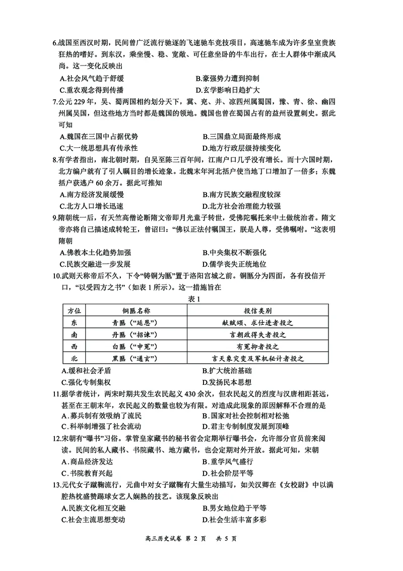 2025年10月广东省高三50校联考历史试卷_@高三模考真题_2025年10月广东省高三50校联考试卷及答案
