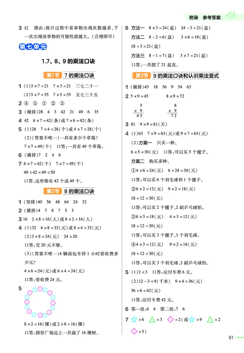 《作业帮》数学2年级上册（JJ）_二年级上下册资料_小学二年级学习资料-25年更新版_2-03、小学二年级数学上册_2-3-2、练习题、作业、试题、试卷_冀教版_电子册类