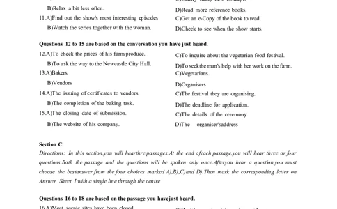 大学英语四级考试2024年6月真题第一套_大学英语四级+六级_四级真题_四级真题_2024年06月CET4题+解+音频_2024年06月CET4_2024年6月四级真题-原题