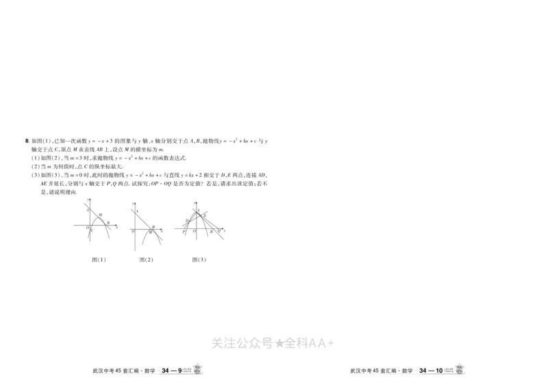 2025《中考数学45套》武汉题型专练_2026《中考》数学、英语、物理+化学安徽、河北、河南、山西、辽宁、湖北_2026《中考数学45套》全国地方版