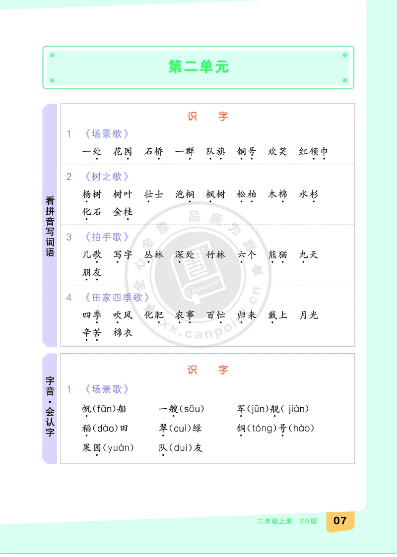 《全品知识梳理》语文2年级上册（RJ）B版_二年级上下册资料_小学二年级学习资料-25年更新版_2-01、小学二年级语文上册_2-1-2、练习题、作业、试题、试卷_电子册类