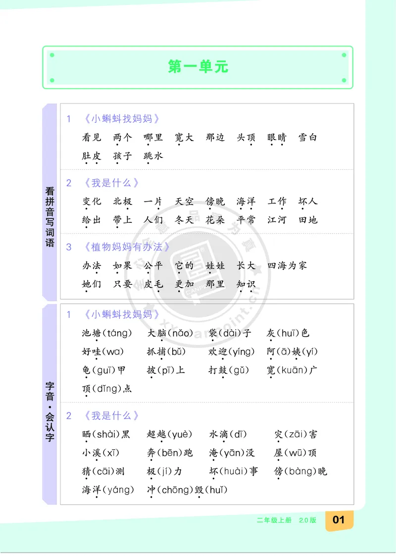 《全品知识梳理》语文2年级上册（RJ）B版_二年级上下册资料_小学二年级学习资料-25年更新版_2-01、小学二年级语文上册_2-1-2、练习题、作业、试题、试卷_电子册类