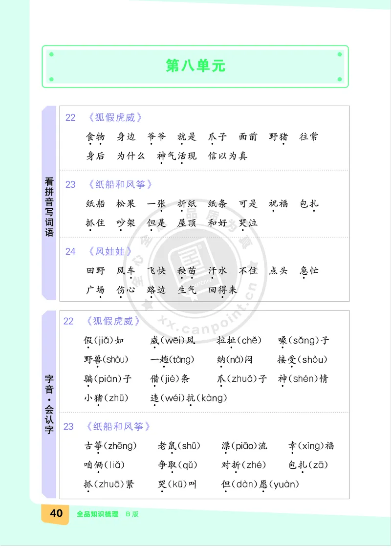 《全品知识梳理》语文2年级上册（RJ）B版_二年级上下册资料_小学二年级学习资料-25年更新版_2-01、小学二年级语文上册_2-1-2、练习题、作业、试题、试卷_电子册类