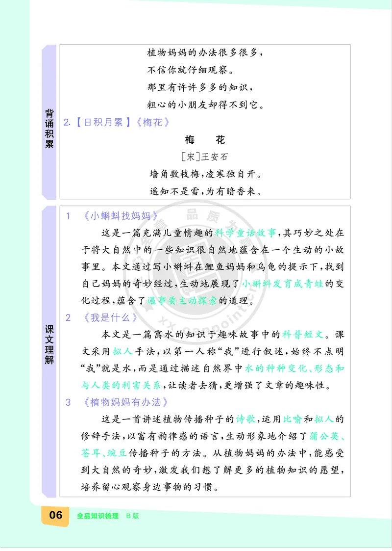 《全品知识梳理》语文2年级上册（RJ）B版_二年级上下册资料_小学二年级学习资料-25年更新版_2-01、小学二年级语文上册_2-1-2、练习题、作业、试题、试卷_电子册类