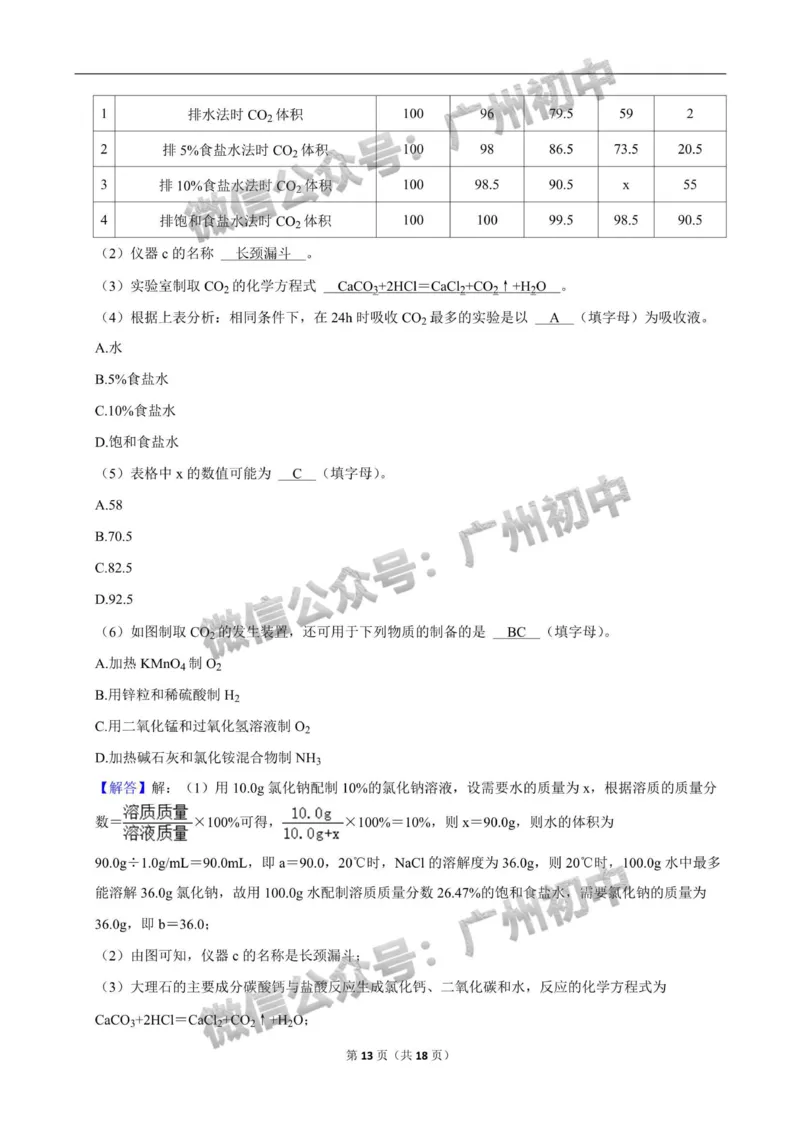 2024南沙区中考一模化学试题答案解析_广州九上月考+期中+期末+一模二模+中考真题_广州2024年中考一模_南沙区