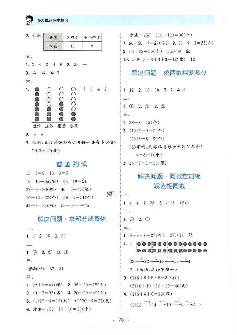 《53单元归类复习》数学1年级下册（RJ）_一年级上下册资料_小学一年级学习资料-25年更新版_1-04、小学一年级数学下册_1-4-2、练习题、作业、试题、试卷_人教版_电子册