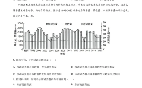2023年高考地理试卷（海南）（空白卷）_地理历年高考真题_新&middot;Word版2008-2025&middot;高考地理真题_地理（按试卷类型分类）2008-2025_自主命题卷&middot;地理（2008-2025）_海南自主命题&middot;地理（2008-2024）