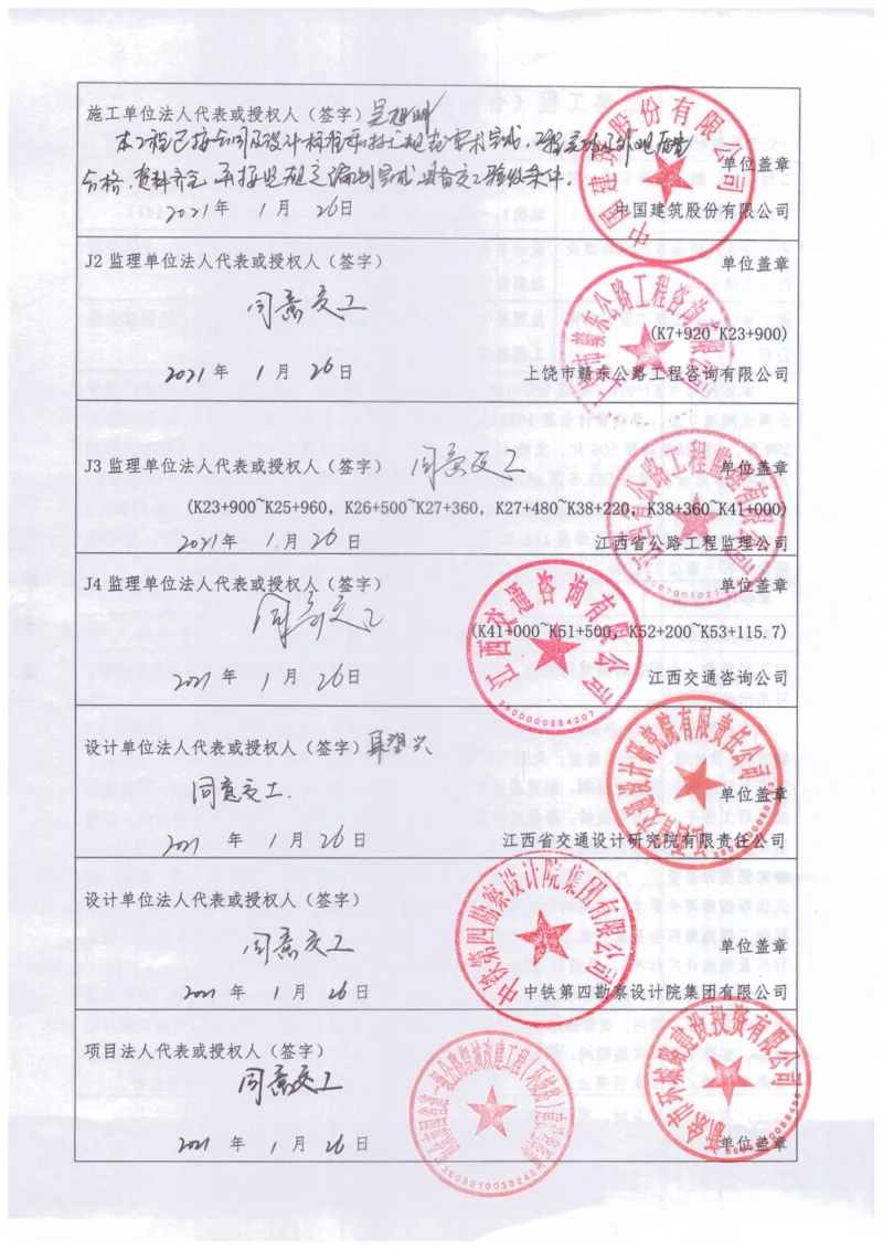 7、533交工证书_2021-2023年优秀施组方案_施工组织设计_施组11-新余环城路项目施工组织设计_交工验收记录_G533