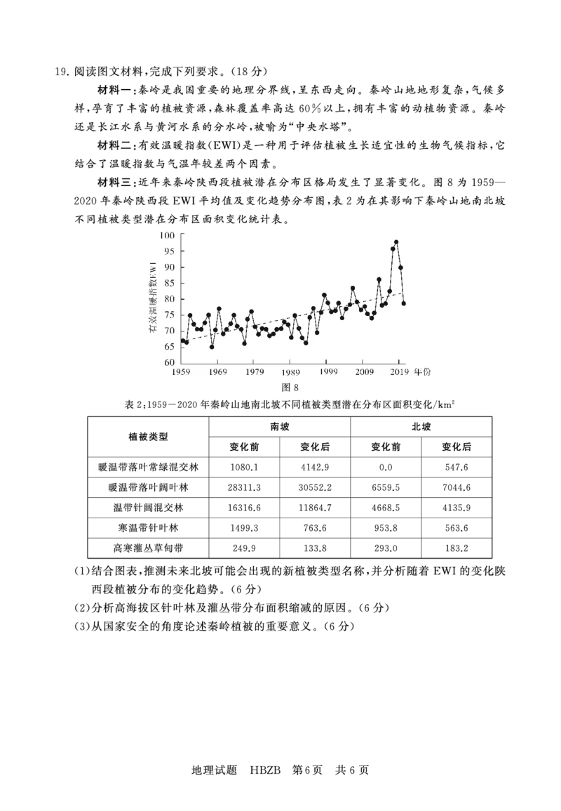 2025年3月高三T8联考地理试卷_@高三模考真题_2025年3月高三T8联考试卷及答案