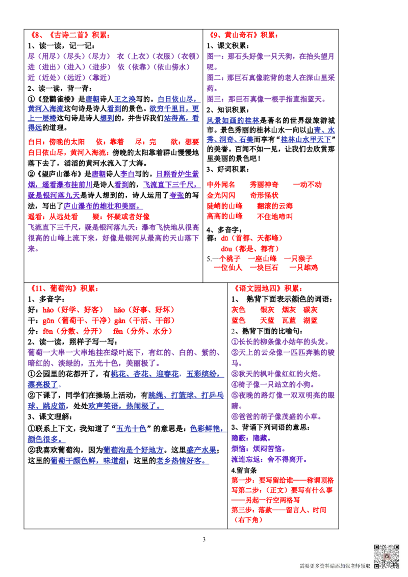8.28二上语文课课贴知识点-书贴（彩色）(4)_二年级上下册资料_二年级上册小红书同款资料_二年级