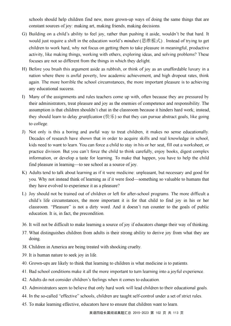 四级长篇阅读真题2015-2023.12_大学英语四级+六级_四级真题_专项_四级长篇阅读