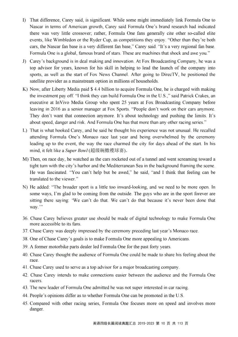 四级长篇阅读真题2015-2023.12_大学英语四级+六级_四级真题_专项_四级长篇阅读