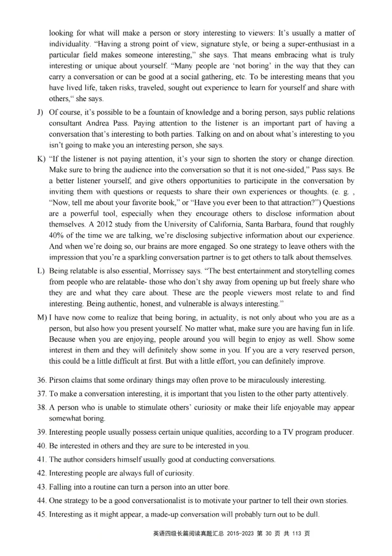四级长篇阅读真题2015-2023.12_大学英语四级+六级_四级真题_专项_四级长篇阅读