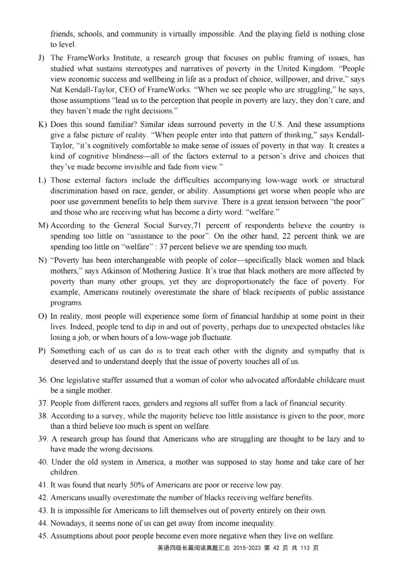 四级长篇阅读真题2015-2023.12_大学英语四级+六级_四级真题_专项_四级长篇阅读