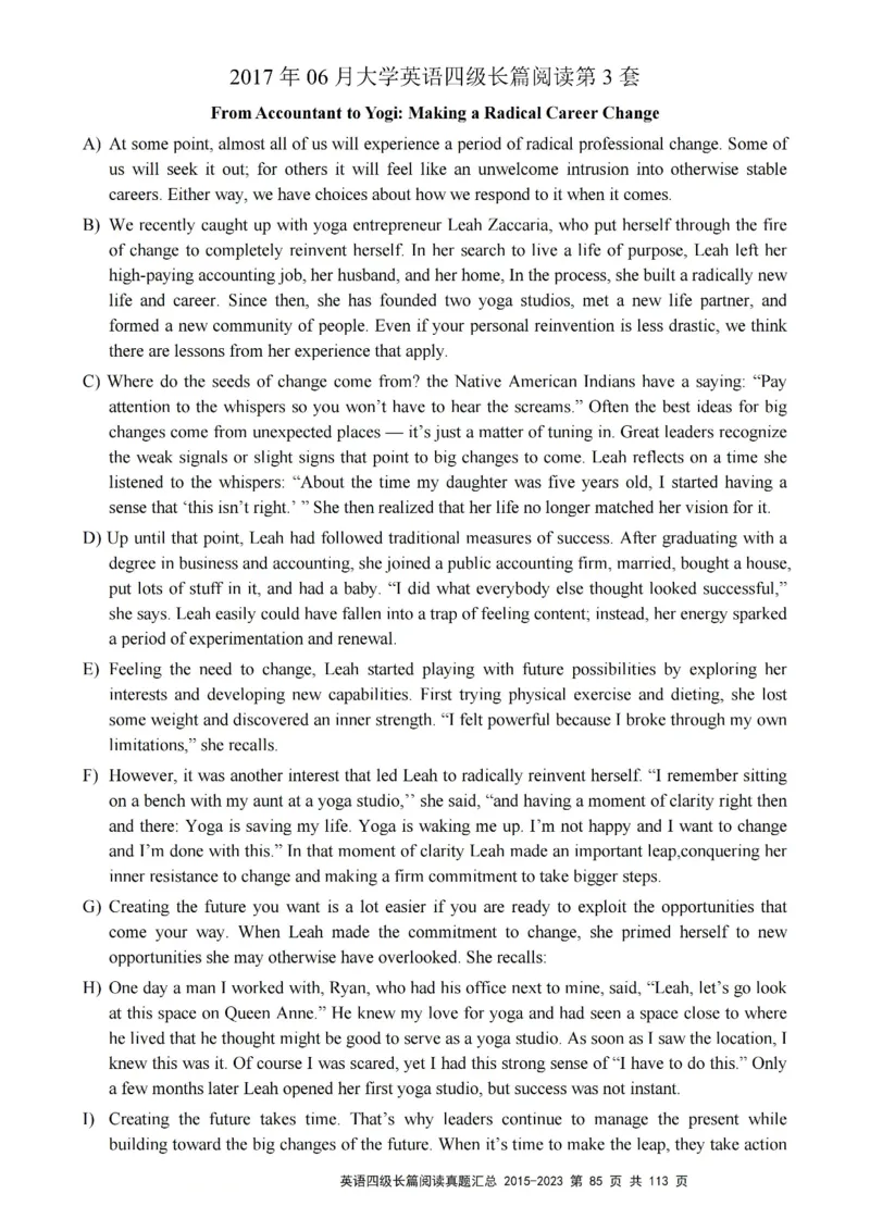 四级长篇阅读真题2015-2023.12_大学英语四级+六级_四级真题_专项_四级长篇阅读