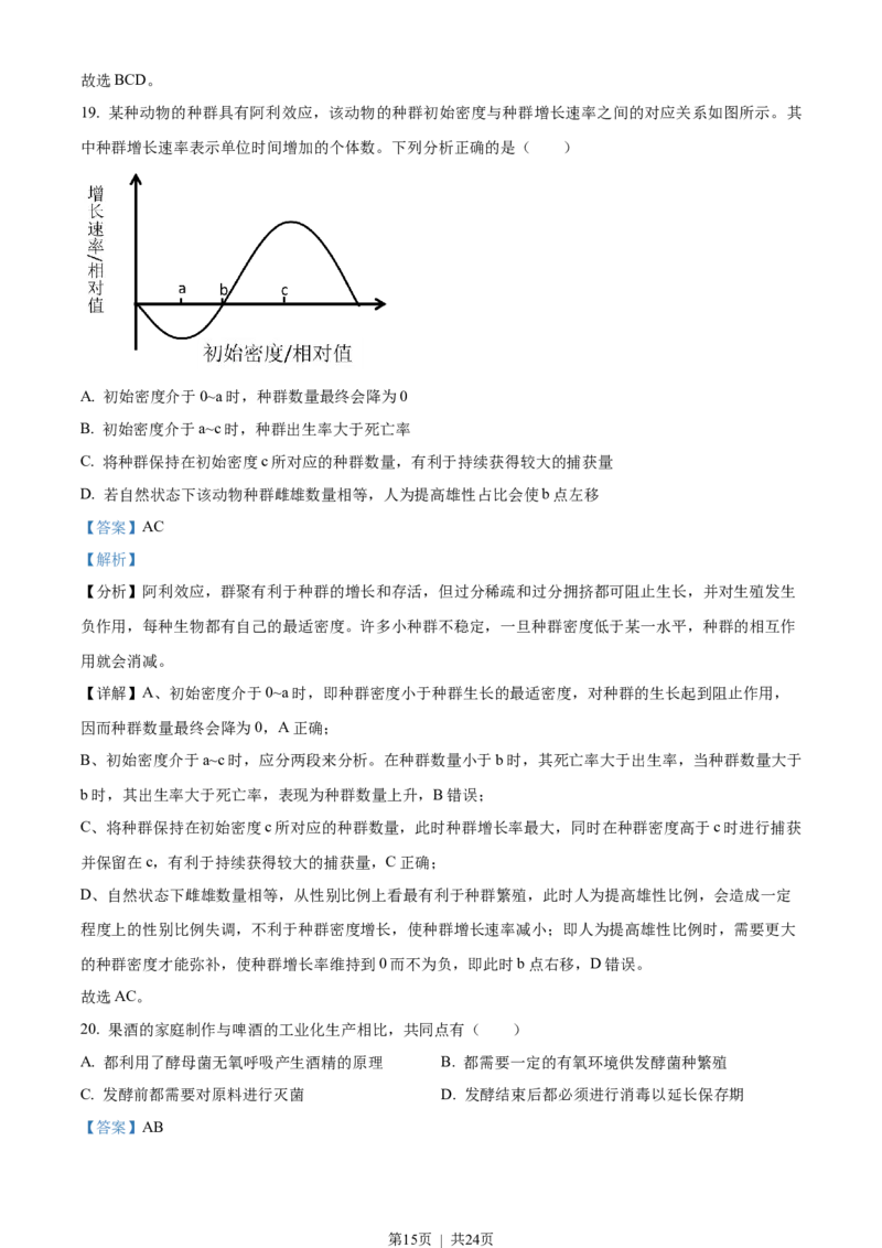 2023年高考生物试卷（山东）（解析卷）_生物历年高考真题_新&middot;Word版2008-2025&middot;高考生物真题_生物（按年份分类）2008-2025_2023&middot;高考生物真题