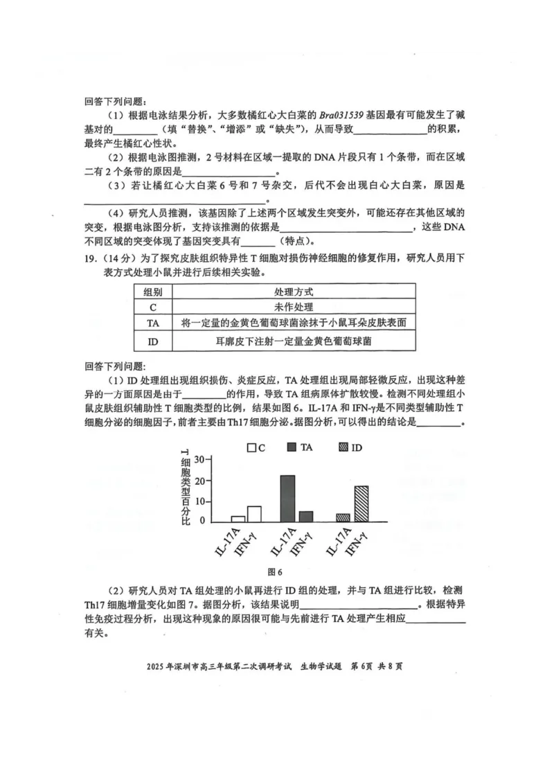2025年4月深圳市高三二模生物试卷_@高三模考真题_2025年4月深圳市高三二模试卷及答案