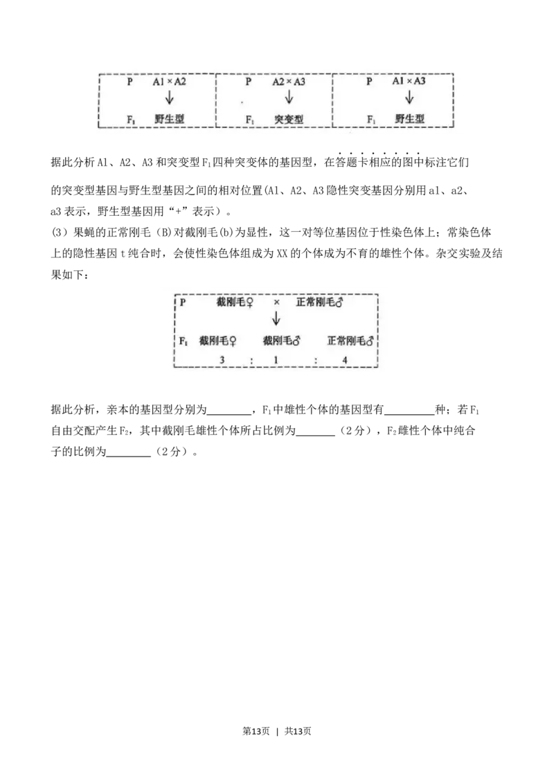 2023年高考生物试卷（江苏）（空白卷）_生物历年高考真题_新&middot;Word版2008-2025&middot;高考生物真题_生物（按年份分类）2008-2025_2023&middot;高考生物真题