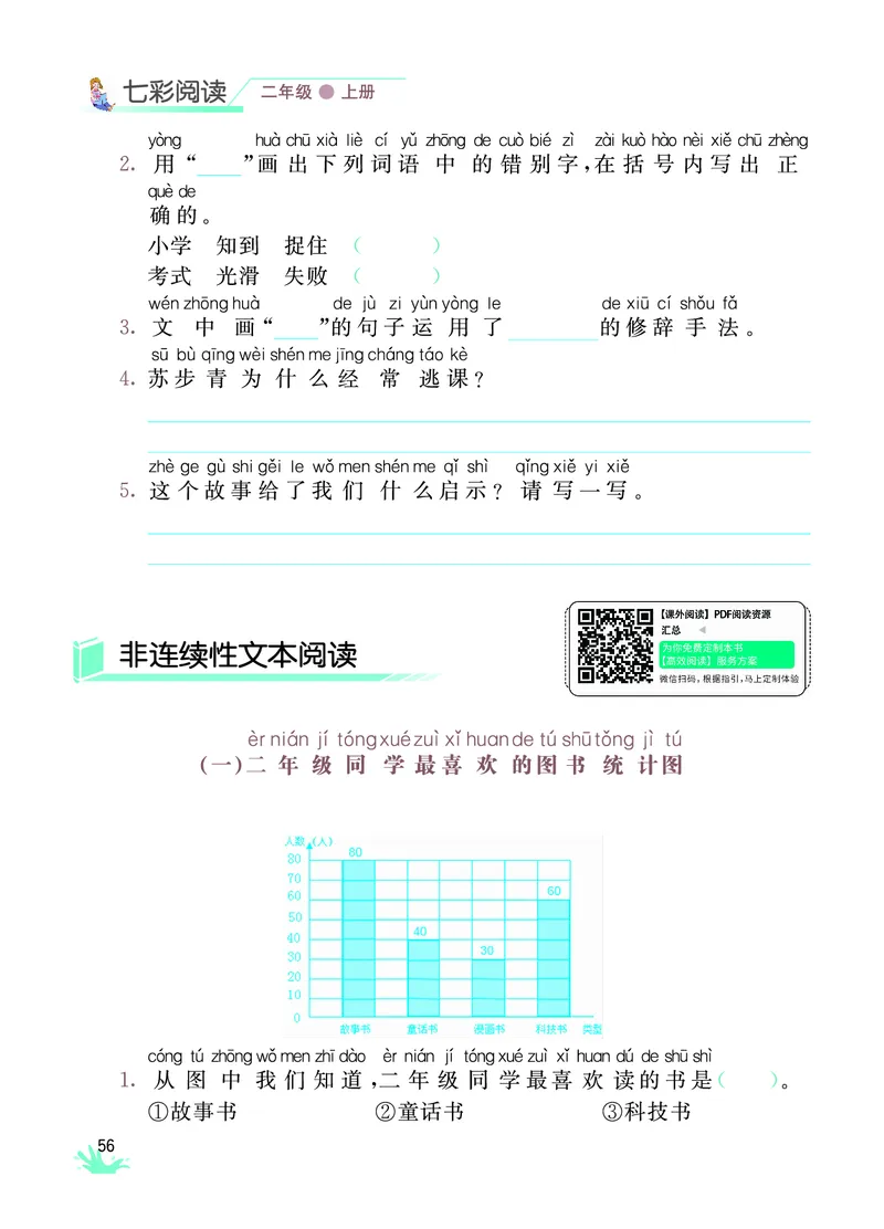 《七彩阅读》语文2年级上册（RJ）_二年级上下册资料_小学二年级学习资料-25年更新版_2-01、小学二年级语文上册_2-1-2、练习题、作业、试题、试卷_电子册类