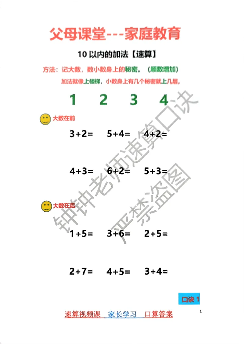 速算家长版1_小学全网线上同款资料_36号文件速算_速算