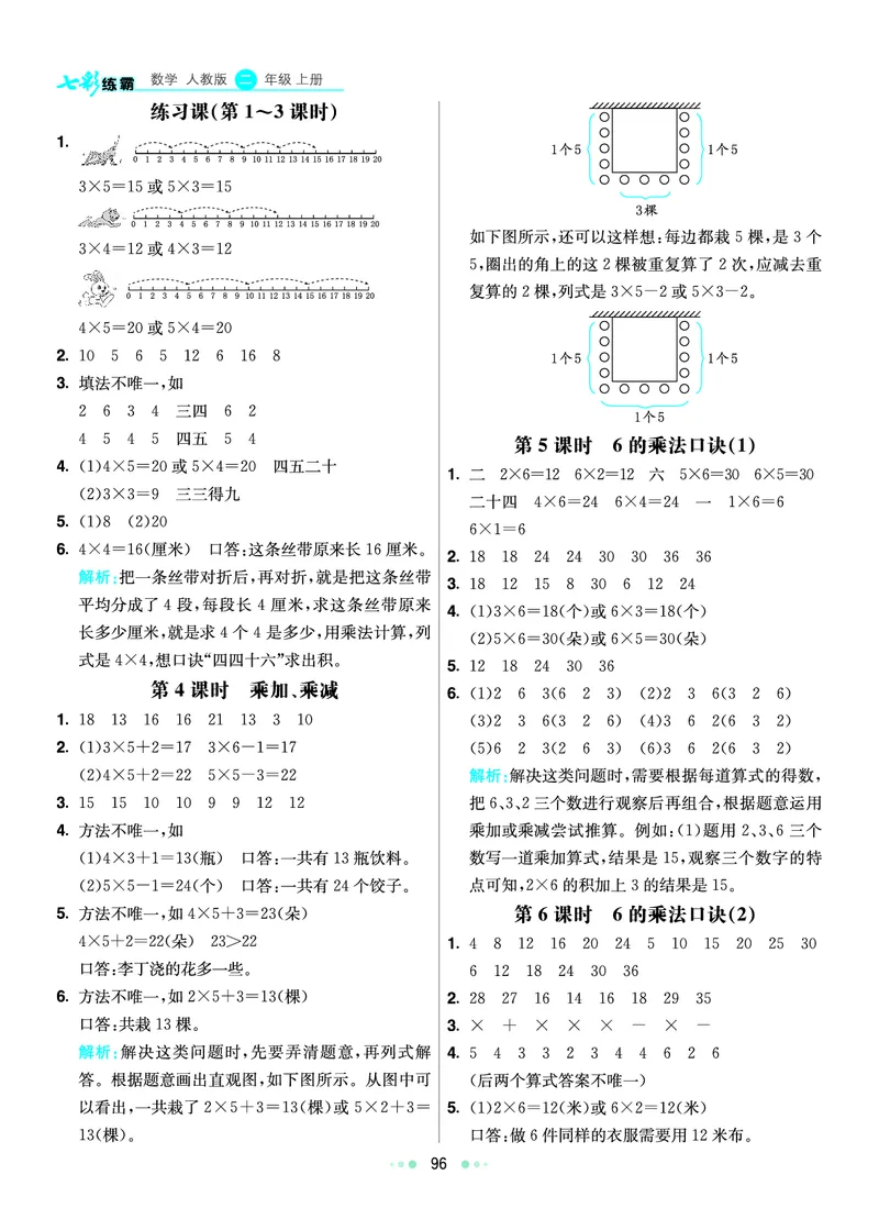 《七彩练霸》数学2年级上册（RJ）答案_二年级上下册资料_小学二年级学习资料-25年更新版_2-03、小学二年级数学上册_2-3-2、练习题、作业、试题、试卷_人教版_电子册类