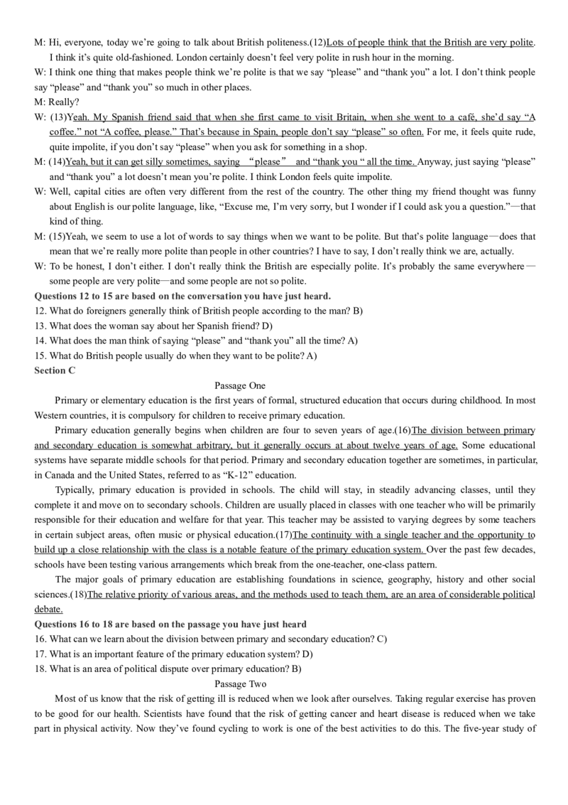 版本一四级模拟2答案解析_大学英语四级+六级_四级真题_四级密押试卷_新四级模拟卷全10套_版本一四级模拟卷_版本一四级模拟2