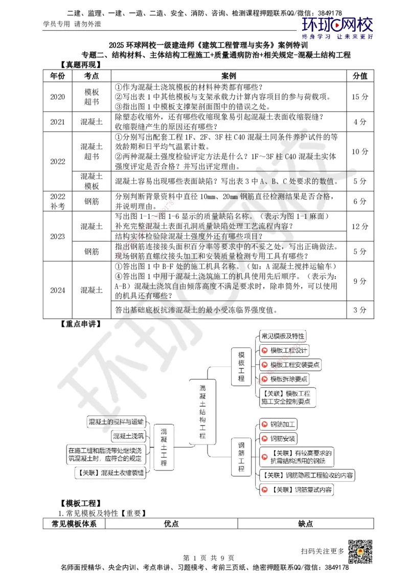03.2025一建建筑案例特训-第3讲-结构材料、主体结构工程施工、质量通病防治及相关规定_2026年一级建造师_2026年一建建筑_2025年一建建筑SVIP_04-冲刺串讲✿考点强化✿小灶集训_讲义