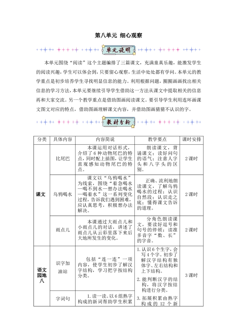 8比尾巴（教案）_一年级语文上册（统编版）_全套教学资源_课件教案2_语文1年级上册Word版教案