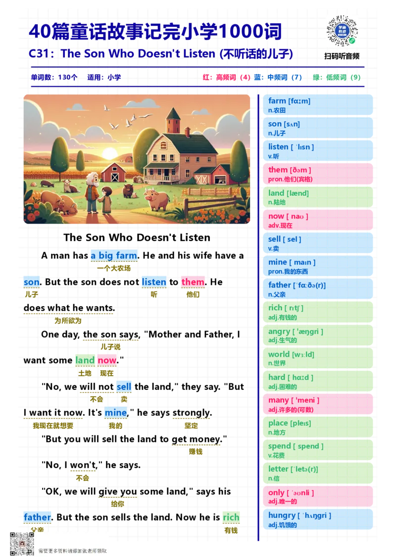 40篇短文记完小学1000核心词汇文章_Password_Removed_一年级上下册资料_一年级上册小红书同款资料_一年级(1)