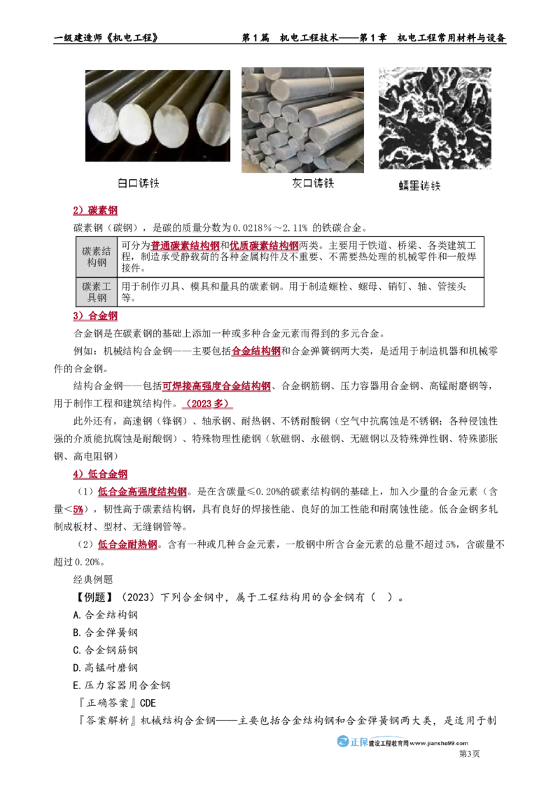 第1章　机电工程常用材料与设备_2026年一级建造师_2026年一建机电_2025年一建机电SVIP_02-基础精讲✿高端面授✿深度强化_04-机电《基础精讲班》康仁杰JG_讲义