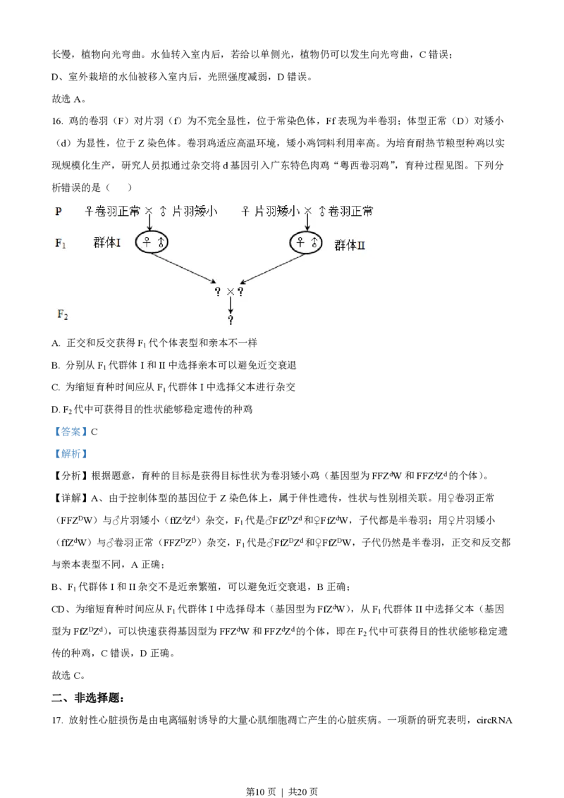 2023年高考生物试卷（广东）（解析卷）_生物历年高考真题_新&middot;PDF版2008-2025&middot;高考生物真题_生物（按省份分类）2008-2025_2008-2025&middot;（广东）生物高考真题