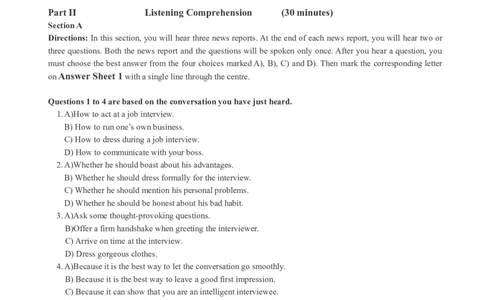 版本一六级模拟卷（4）_大学英语四级+六级_六级真题_六级密押试卷_新六级模拟卷全10套_版本一六级模拟卷5套_版本一六级模拟卷（4）