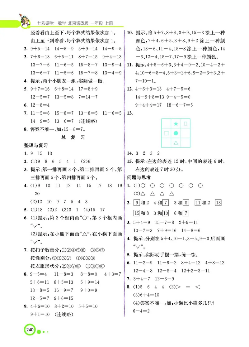 《七彩课堂》BJ版1a_一年级上下册资料_小学一年级学习资料-25年更新版_1-03、小学一年级数学上册_北京课改版_10、电子书籍