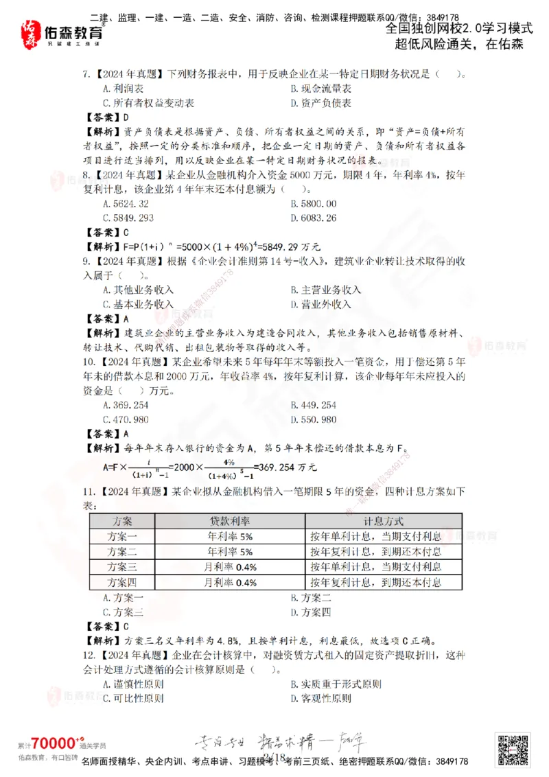 2024年一建《工程经济》真题及答案解析佑森教育叶虎翼独家解析_2026年一级建造师_2026年一建经济_2025年一建经济SVIP_01-精华文档✿电子教材✿历年真题_02-历年真题PDF