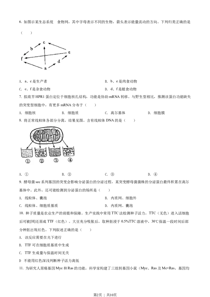 2022年高考生物试卷（广东）（空白卷）_生物历年高考真题_新&middot;Word版2008-2025&middot;高考生物真题_生物（按省份分类）2008-2025_2008-2025&middot;（广东）生物高考真题