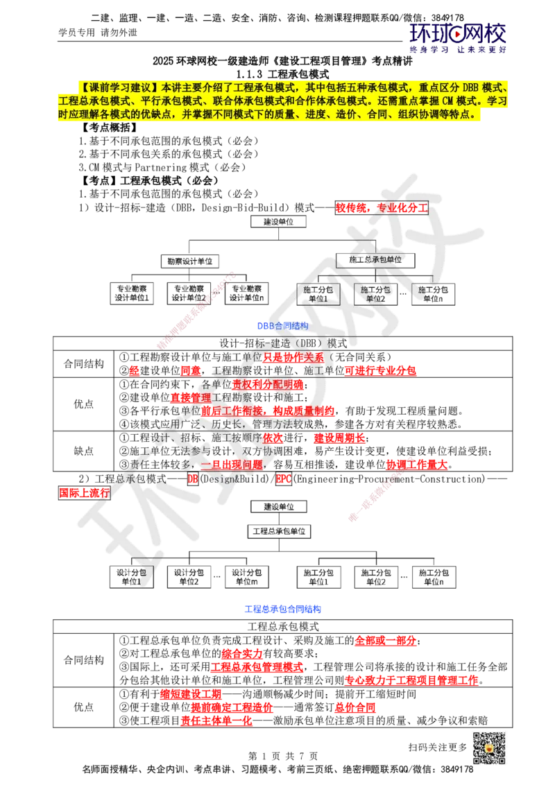 03.第3讲-11工程承包模式_2026年一级建造师_2026年一建管理_2025年一建管理SVIP_02-基础精讲✿高端面授✿深度强化_25-管理《考点精讲班》张君、郑春秋HQ_张君